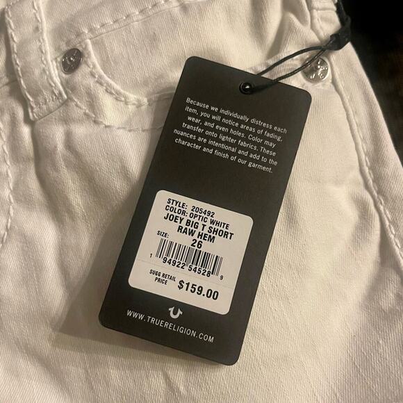 True Religion Joey Cut Off Shorts in White. - Picture 7 of 12